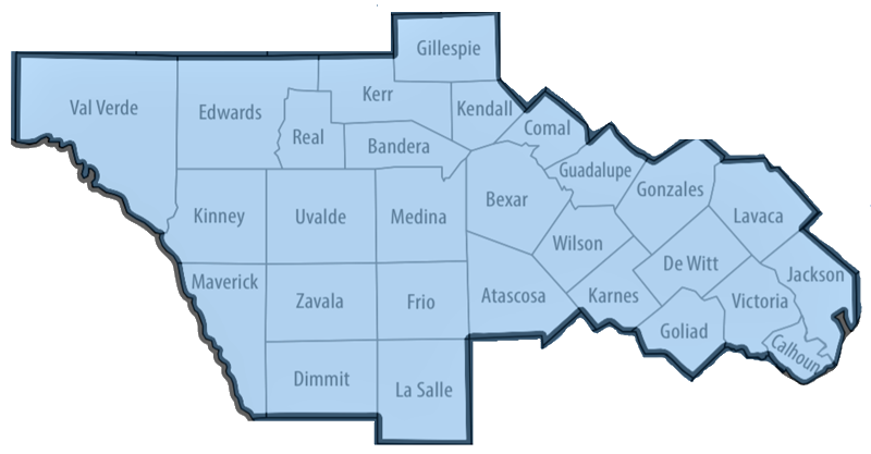 The 28 Counties of Texas Region 8